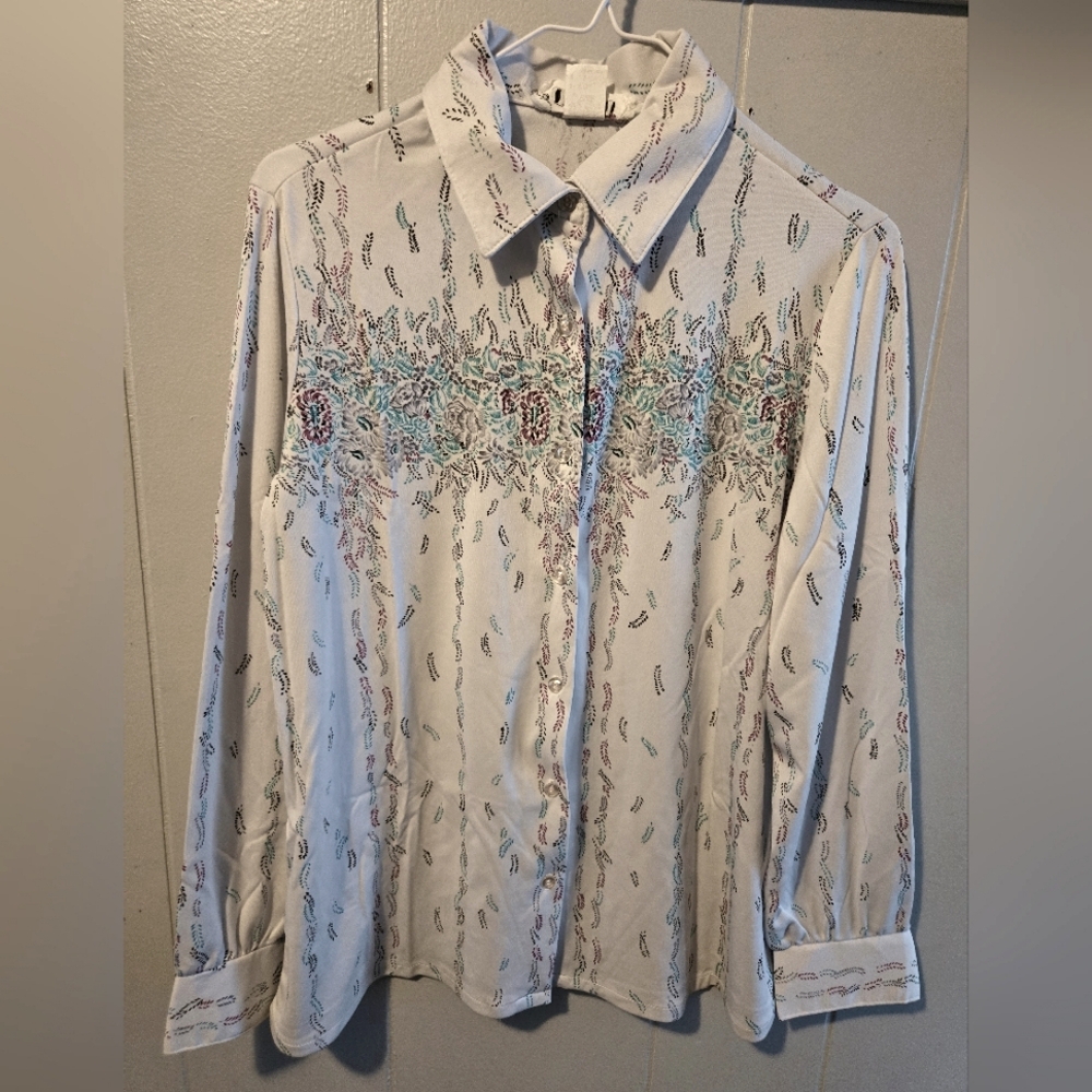 Vtg Trissi Womens Button Down Collared Top